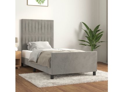 Rám postele bez matrace 90 x 190 cm samet [3125849] (Barva Světle šedá)