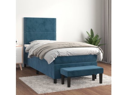 Box spring postel s matrací 90x200 cm samet [3137765] (Barva Tmavě moddrá)