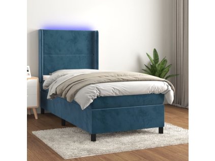 Box spring postel s matrací a LED 90x200 cm samet [3139485]