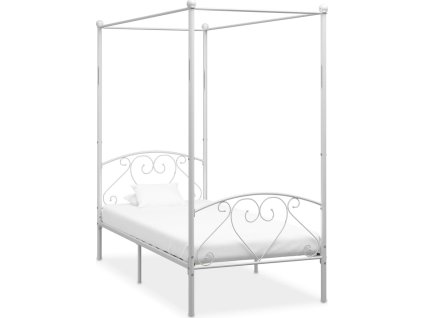 Rám postele s nebesy kovový 100 x 200 cm [284427] (Barva Bílá)