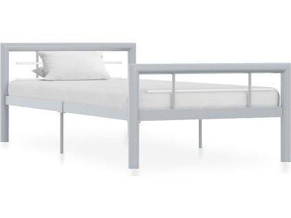 Rám postele černý a bílý kov 90 x 200 cm [284556] (Barva Šedá a bílá)
