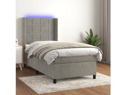 Box spring postel s matrací a LED 90x190 cm samet [3139539] (Barva Tmavě moddrá)