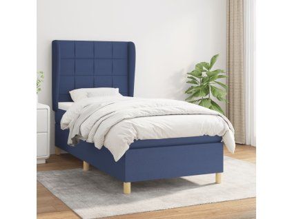 Box spring postel s matrací 90x200 cm textil [3128499] (Barva Modrá)