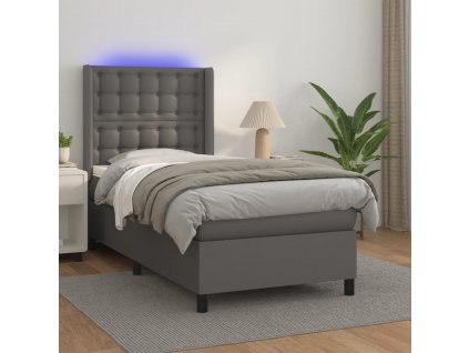 Box spring postel s matrací a LED 90x200 cm umělá kůže [3139365]