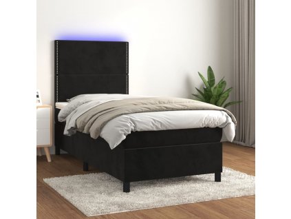 Box spring postel s matrací a LED 90x200 cm samet [3136043]