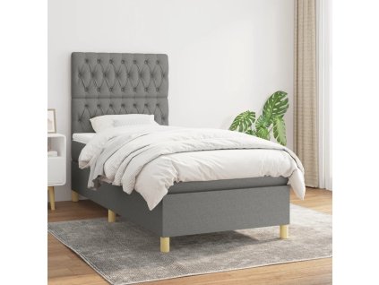 Box spring postel s matrací 90x200 cm textil [3142546] (Barva Tmavě šedá)