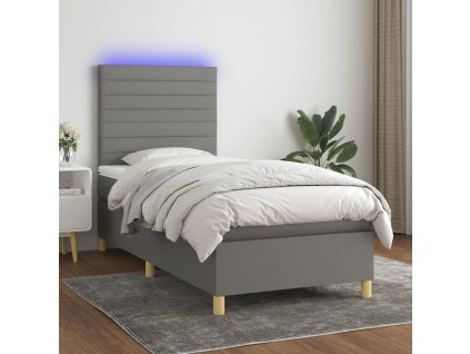 Box spring postel s matrací a LED 90x190 cm textil [3135483]