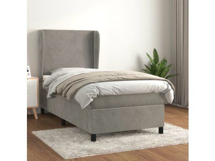 Box spring postel s matrací 90x190 cm samet [3129063] (Barva Světle šedá)