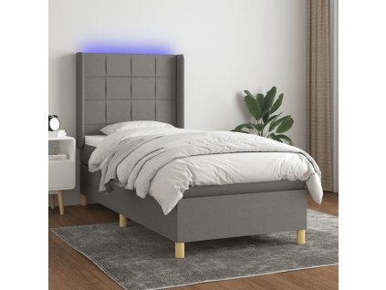 Box spring postel s matrací a LED 90x200 cm textil [3138846]