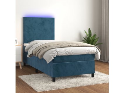 Box spring postel s matrací a LED 90x200 cm samet [3135985]