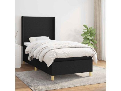 Box spring postel s matrací 90x190 cm textil [3131795] (Barva Černá)