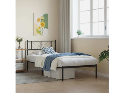 Kovový rám postele s čelem 90 x 200 cm [372172] (Barva Černá)