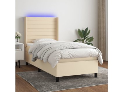 Box spring postel s matrací a LED 90x190 cm textil [3138362]