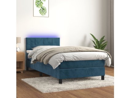 Box spring postel s matrací a LED 90x200 cm samet [3134381]