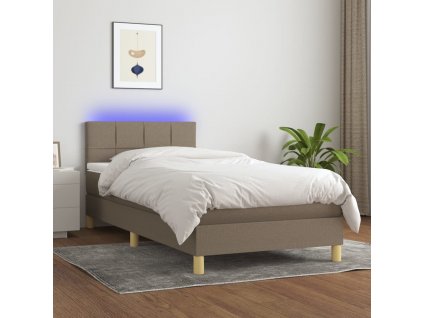 Box spring postel s matrací a LED 100x200 cm textil [3133697]