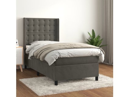 Box spring postel s matrací 80 x 200 cm samet [3132886] (Barva Tmavě šedá)