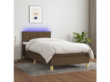 Box spring postel s matrací a LED 90x200 cm textil [3133688]