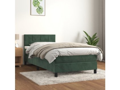 Box spring postel s matrací 100x200 cm samet [3141290] (Barva Tmavě zelená)
