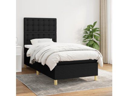 Box spring postel s matrací 80x200 cm textil [3142611] (Barva Černá)