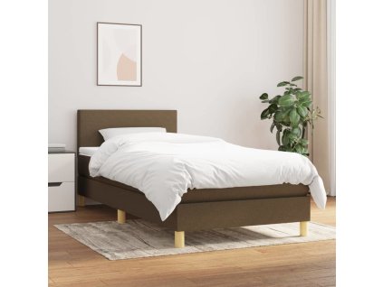 Box spring postel s matrací 100 x 200 cm textil [3140436] (Barva Tmavě hnědá)