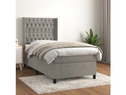 Box spring postel s matrací 80 x 200 cm samet [3132825] (Barva Světle šedá)