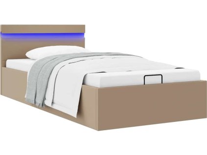 Rám postele LED s úložným prostorem umělá kůže 100x200 cm [285565] (Barva Hnědá)