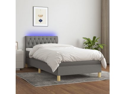 Box spring postel s matrací a LED 90x200 cm textil [3133926]