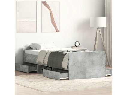 Rám postele s hlavovým a nožním čelem 75 x 190 cm [3203820] (Barva Betonová šedá)