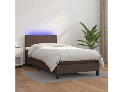 Box spring postel s matrací a LED 90x200 cm umělá kůže [3134084]