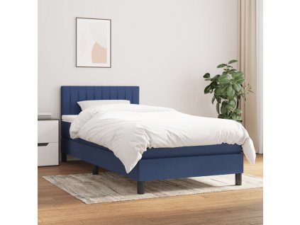 Box spring postel s matrací 100 x 200 cm textil [3140199] (Barva Modrá)