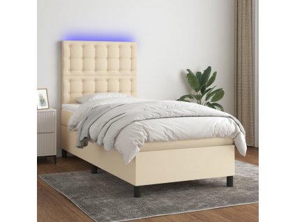 Box spring postel s matrací a LED 90x200 cm textil [3135170]