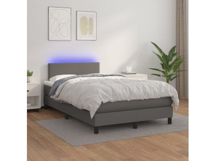 Box spring postel matrace a LED 120x200cm umělá kůže [3134097]
