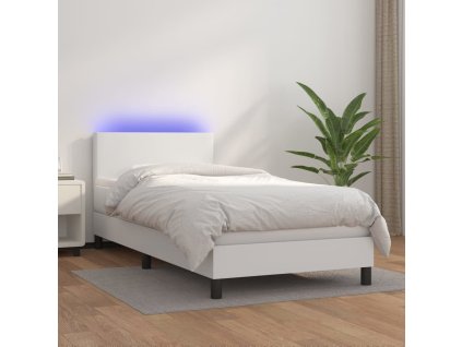 Box spring postel matrace a LED 90x190 cm umělá kůže [3134076]