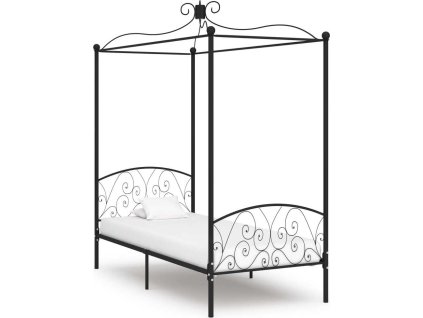 Rám postele s nebesy kovový 100 x 200 cm [284475] (Barva Černá)