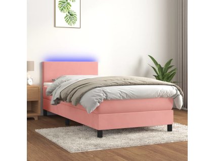 Box spring postel s matrací a LED 90x200 cm samet [3134266]