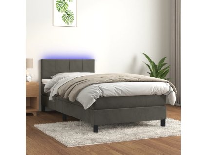 Box spring postel s matrací a LED 80 x 200 cm samet [3134370]