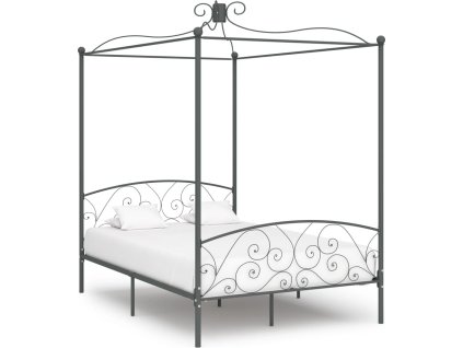 Rám postele s nebesy kovový 120 x 200 cm [284482] (Barva Šedá)