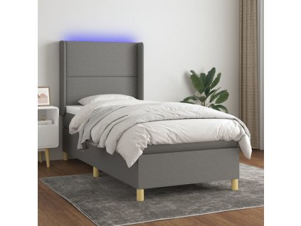 Box spring postel s matrací a LED 90x200 cm textil [3138770]