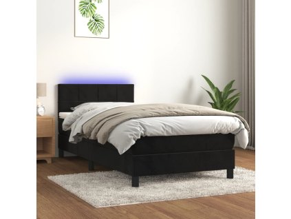 Box spring postel s matrací a LED 100x200 cm samet [3134389]