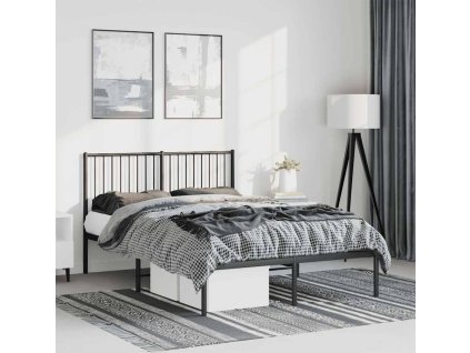 Kovový rám postele s čelem 135 x 190 cm [350863] (Barva Černá)