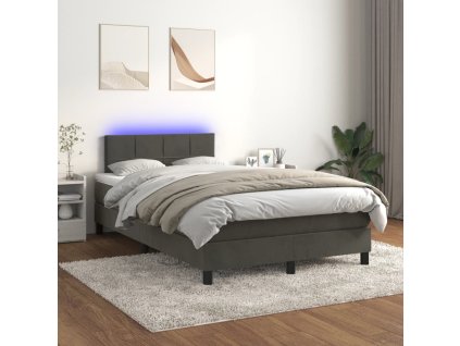 Box spring postel s matrací a LED 120x200 cm samet [3134394] (Barva Tmavě šedá)