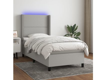 Box spring postel s matrací a LED 90x200 cm textil [3138210]