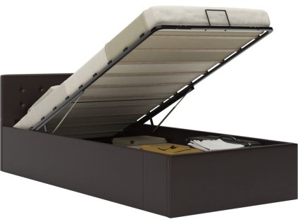 Rám postele zvedací úložný prostor umělá kůže 90 x 200 cm [285522] (Barva Šedá)
