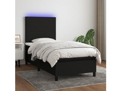 Box spring postel s matrací a LED 90x190 cm textil [3134679]