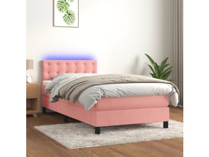 Box spring postel s matrací a LED 90x200 cm samet [3134626]