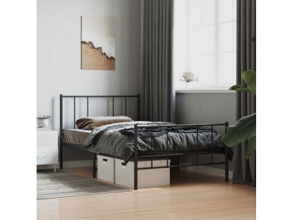Kovový rám postele s hlavovým a nožním čelem 100 x 190 cm [352492]