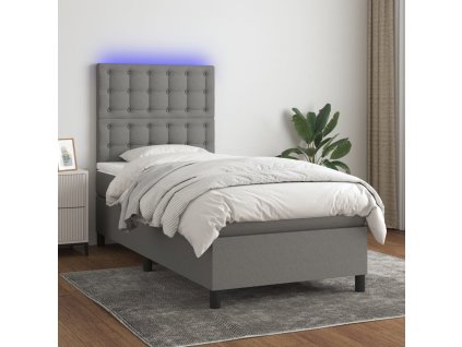 Box spring postel s matrací a LED 90x190 cm textil [3135158]