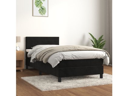 Box spring postel s matrací 90x200 cm samet [3141343] (Barva Černá)