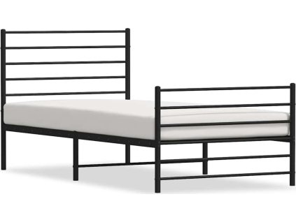 Kovový rám postele s hlavovým a nožním čelem 107 x 203 cm [352333] (Barva Černá)
