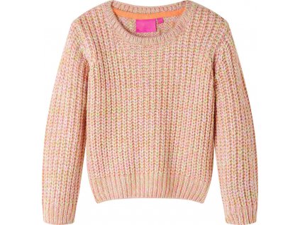Dětský svetr pletený jemně růžový 116 [14526]